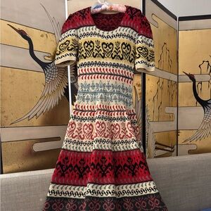 Multicolor Patterned Knit Dress